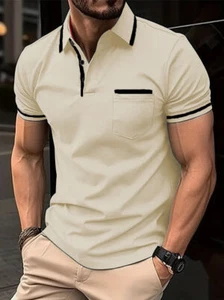 2025 Summer Button Pocket Men's Sports Polo Shirt Short Sleeve T-Shirt - Picture 1 of 35