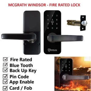 McGrath Lock Windsor Fire Rated Digital Lock Blue Tooth Fob Black MLWINBKNL - Picture 1 of 5
