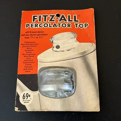 Fitz-All Percolator Top tapas transparentes Mfg Co 1969 EE. UU. eléctrico y no eléctrico Foto 1 de 4