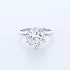 14K Gold Solitaire Engagement Ring Classic 3.84 CT Round Lab-Grown Diamond F SI1 - Picture 1 of 8