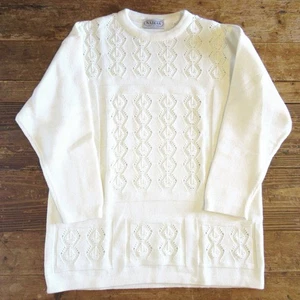 Nadias Sweater Womens 46 Large Ivory Wool Cashmere Blend Cable Knit Italian - Picture 1 of 12
