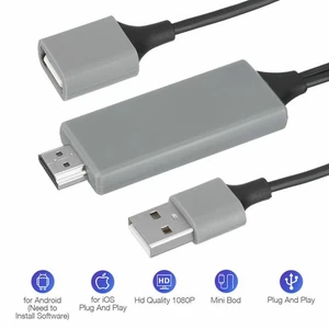 USB HDMI Mirroring Cable Phone To Digital TV HDTV AV Adapter For iPhone Android - Picture 1 of 11
