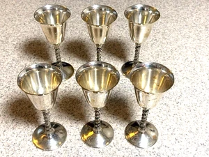 Goblets F.B. Rogers Silver Plated Stemware Cups Made in Spain Vintage Set Of 6 - Picture 1 of 10