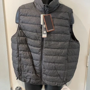 NWT Hawke & Co Mens LARGE Packable Down Vest Dark Heather Grey - Picture 1 of 12