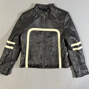 Vintage Wilsons Leather Maxima Large Leder gestreift Biker Motorrad Jacke  - Bild 1 von 7
