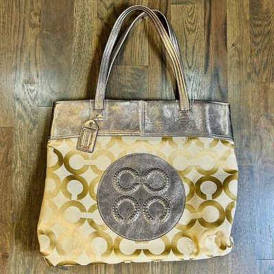 COACH Julia Opt Art Perry Tote Bag Gold VTG EUC #15013 Authentic - Image 1 of 4