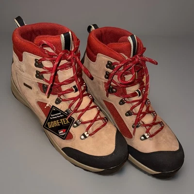 Мужские туристические рабочие ботинки L L Bean Gore-Tex Vibram размер 11 цвет желтовато-коричневый с красно-черным предохранительным носком - Изображение 1 из 4