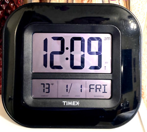 Accurite Timex 9" Large Display Atomic Digital Time Clock /w Indoor Temperature