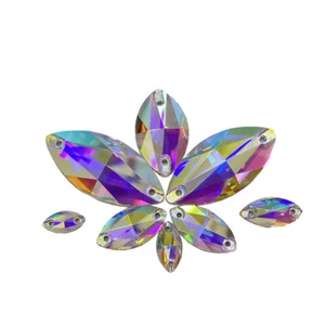 Craft Crystal Sew On Flatback Horse eye Rhinestones Diamante Gem Cut Glass Beads - Picture 1 of 8