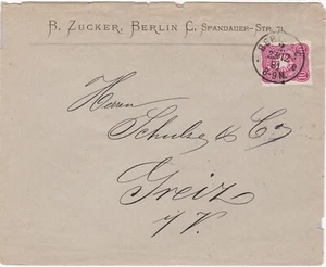 1881 Germany Empire cover sent from Berlin to Greiz - Picture 1 of 2