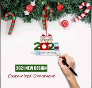 Addobbi Albero di Natale 2021 Fai da Te Personalizzato Appeso Famiglia Maschera Vaccino Regali - Foto 1 di 14