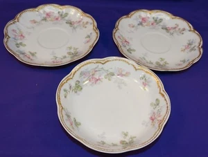 3 pcs HAVILAND LIMOGES DINNERWARE SCHLEIGER 50 #5 BLK DOUBLE GOLD BERRY, SAUCERS - Picture 1 of 8