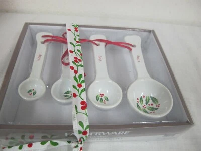 FARBERWARE  HOLIDAY CLASSIC MEASURING SPOONS SET 4 PCS NEW HOLLY  HARD TO FIND  - Image 1 of 4