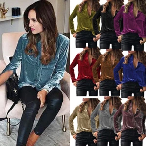 Damen-T-Shirt einfarbig mit doppelten Taschen Knopfleisten Damen Langarm Pullover Bluse - Bild 1 von 17