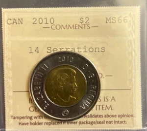 Canada - 2 Dollars - 2010 - 14 Serrations - ICCS Certified - MS-66 - Picture 1 of 3