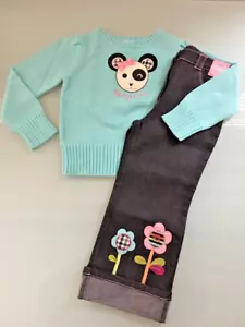 NWT EUC Gymboree Imaginary Friends Blue Panda Sweater and Jeans Outfit Size 4 4T - Picture 1 of 5