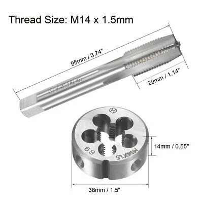 M14 x 1.5mm Metric Tap and Die Set HSS Machine Thread Tap with Round Die - Image 1 of 4