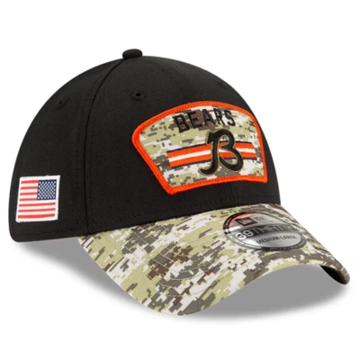 Chicago Bears Hat Black Camo Salute To Service New Era 39Thirty Fitted Size M/L Foto 1 de 4