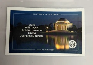 2020 W Proof Jefferson Nickel Edizione Speciale Confezione Originale COA No Coin - Foto 1 di 2