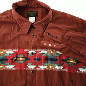 Vintage 90s Wrangler Rustler Shirt 3X Aztec Western Pearl Snap Southwest Cowboy - Picture 1 of 8