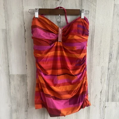 La Blanca Size 14 Swimsuit Removable Strap Jewel Accent Pink Orange Red - Image 1 of 4