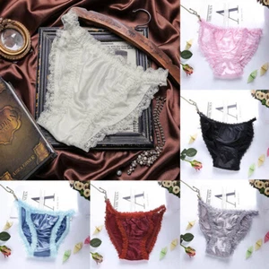 Damen Seide Satin Höschen Damen Slips Damenunterwäsche Dessous Schlüpfer - Bild 1 von 46