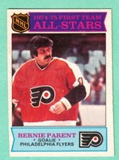 (1) BERNIE PARENT 1975-76 O-PEE-CHEE # 291 FLYERS AS GOALIE EX/EX+ CARD (I3264)