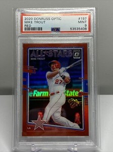 PSA 9 - 2020 Donruss Optic Mike Trout All Stars Red Prizm #’d 19/60 #197