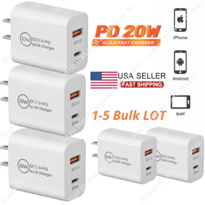 20W USB Type-C Wall Fast Charger PD Power Adapter For iPhone 16 14 13 12 11 XR 8 - Image 1 of 4