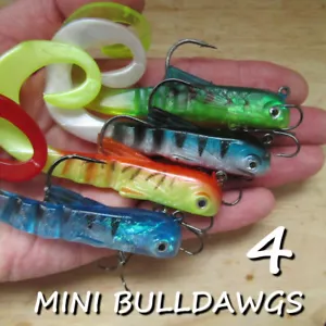 Mini Bulldawg Swimbait Pike Muskie Fishing Lure Curly Tail Casting Trolling x 4 - Picture 1 of 15
