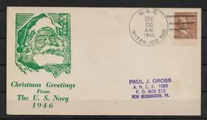 US 1946 RARE Cachet Christmas Greetings from U.S NAVY Cover U.S.S WITEK,VF ! - Picture 1 of 1