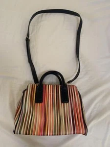 Bolso de Hombro Paul Smith Cuero Dos Vías Firma Rayas Multicolor Usado Casi Nuevo Artículo - Imagen 1 de 8