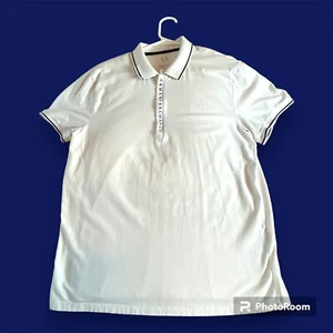 Armani Exchange Mens XL 1/4 Zip Polo T shirt Logo White Short Sleeves Collared - Picture 1 of 7