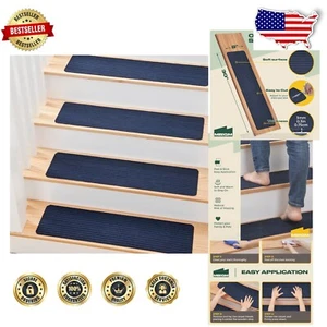 Machine Washable Non-Slip Indoor Rug Runner - 15 Pack Navy Stair Treads 8" X 30" - Picture 1 of 10