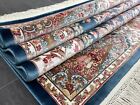 Tapis en soie bambou à motifs floraux 4 x 6 pieds, tapis turc bleu 120 x 180 cm, 6855 Bb
