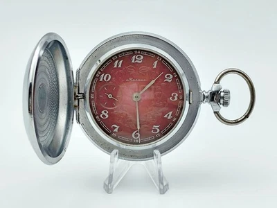 Reloj Bolsillo MOLNIJA 3602 De Colección Molniya Mecánico Esfera Roja URSS Reparado Foto 1 de 4