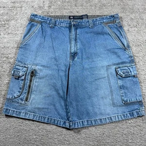 Baggy Wide Leg 90’s Y2K Style Faded Glory Skater Cargo Zipper Denim Jean Shorts - Picture 1 of 6