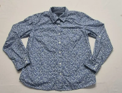 Tommy Hilfiger женщин синий/кремовый цветочный принт длинным рукавом рубашка на пуговицах sz. M - Изображение 1 из 4