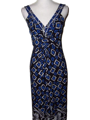 Vtg Muse Maxi Dress Sleeveless Blue Black Size 8 - Image 1 of 4