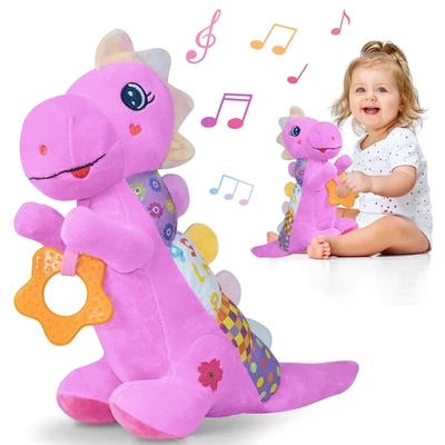 Baby Dino Plush Soft Stuffed Animal Toy for 0-3-6-12+ Months,Infant Musical Toy - Image 1 of 4
