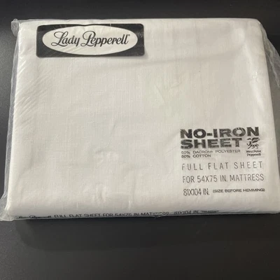 Vintage Lady Pepperell White No Iron Flat Sheet Full Size New - Image 1 of 3