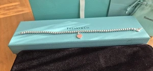 Tiffany 17cm Bead Bracelet Silver with Pink Heart Charm - Picture 1 of 12