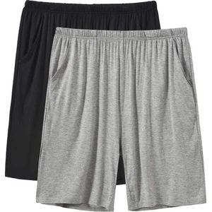 Men Sleep Shorts Casual Ultra Soft Lounge Pajama Shorts 2 Pack(XL,Black/Grey) - Picture 1 of 7