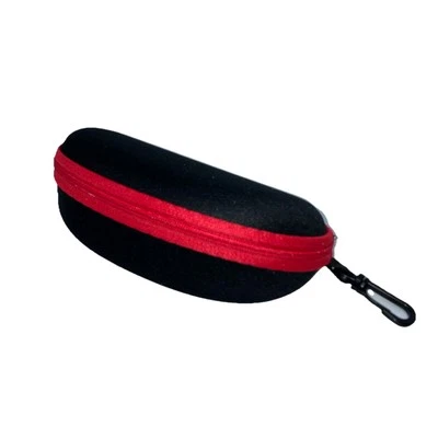 Large Zippered Sunglass Eyeglass Hard Case w/Clip  Black & Red Travel Men Women - Image 1 of 4