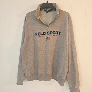 Polo Sport Ralph Lauren Vintage 90s With USA Flag 1/4 Zip Sweatshirt Grey XL - Bild 1 von 8