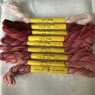 9 madejas Needlepoint Inc hilo de seda 100 % SEDA 8 capas hilo 5 metros rango de clavo Foto 1 de 4
