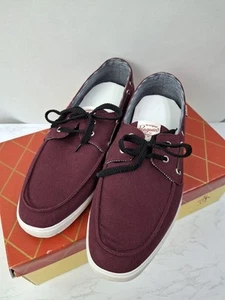 Original Penguin Men's EUR43 Harbour Town Canvas Casual Boat Burgundy Shoes G57 - Picture 1 of 10