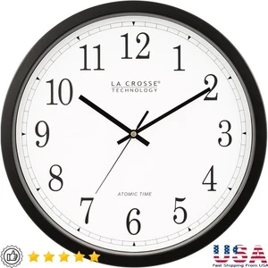Atomic Wall Clock Multiple Time Zones Quartz Daylight Saving Battery Powered New - Picture 1 of 7
