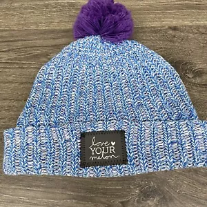 Love Your Melon Beanie gemütlicher Strick Unisex blau gefesselte Bommel Einheitsgröße für alle - Bild 1 von 2