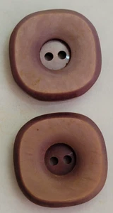 VINTAGE ~ Burgundy Plastic Squar Buttons w/ Tapered Edges ~ Lot/2 ~ 1" Diameter - Picture 1 of 4